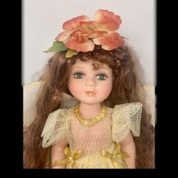 Ashley Belle Vintage Flower Fairy Porcelain Doll 14" w/ COA & Box