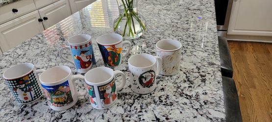 Seven CHRISTMAS Coffee Mugs 