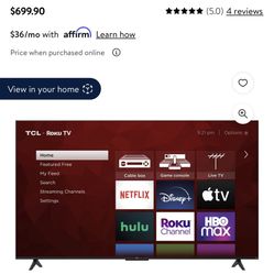 65 Inch TCL  Class 4 Uhd 4K Tv
