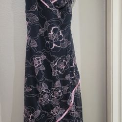 Womens Beautiful Vintage Ruby Rox black & pink Halter Top floral Dress Medium 