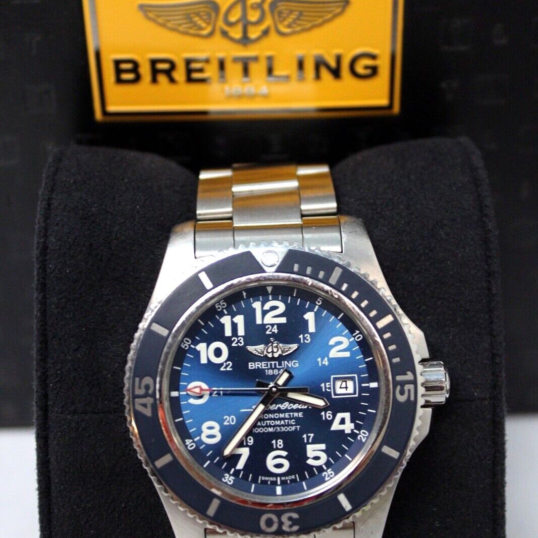 Breitling Superocean II 44 Watch chronograph automatic A17392, blue dial