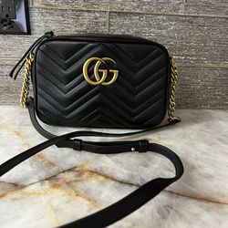 Black Leather GG Bag 