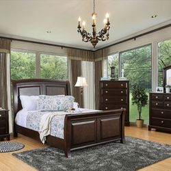 Brand New Dark Cherry 4pc King Size Bedroom Set(Available In California King & Queen Size)