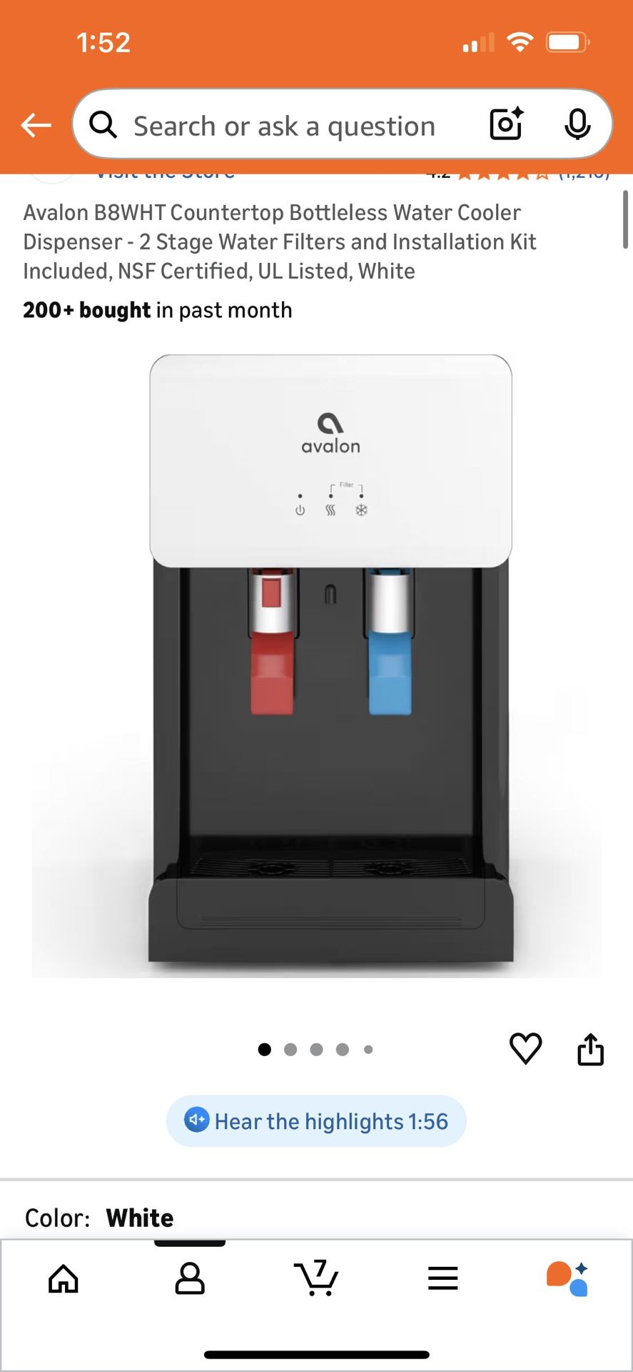 AVALON Water Filtrating System Countertop 1 Y Old Excellent Condition 