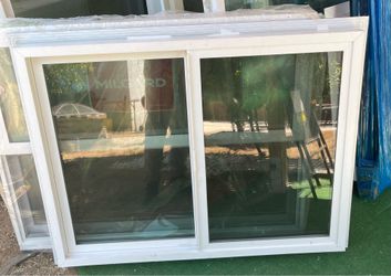 (1) Double glass window, retrofit, black face, white inside, 45in (w) x 34.5(tall)