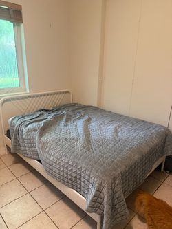 White metal bed frame Full size
