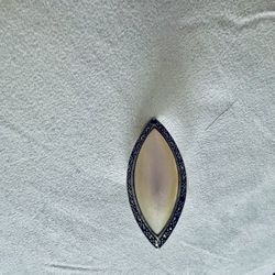 Mother Of Pearl Marcasite Sterling Silver Ring 