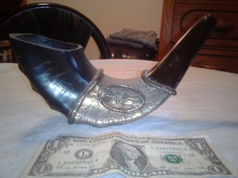 Jewish ram horn and brass shofar