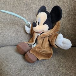 Disney Parks Mickey Mouse Jedi Warrior Plush with Light Saber 
