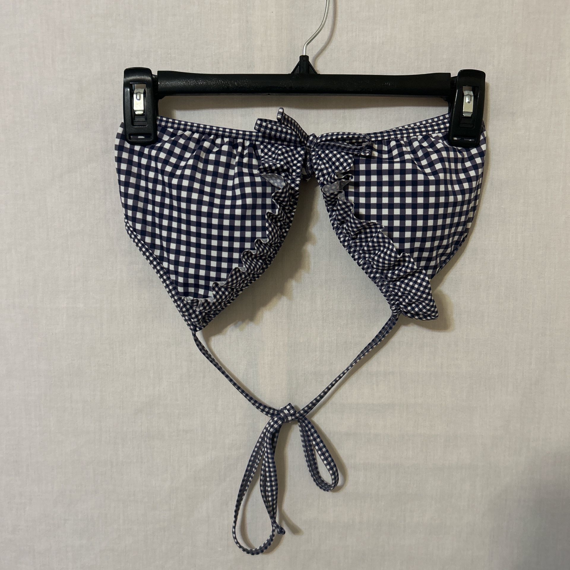 Gingham Bikini Top with Ruffle and Bow