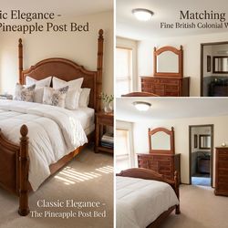 Stunning British Colonial Bedroom Suite – 3 -Piece Set (Nightstand not included)