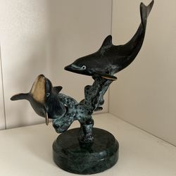 Stunning Bronze Dolphin Statue 