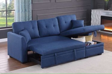 Sleeper Pull-Out Sofa Bed Sectional Couch with Reversible Storage Chaise