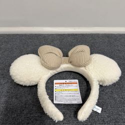 Adorable Minnie Mouse Beige Fluffy Ears Headband – Tokyo Disney Japan TDR Exclusive!