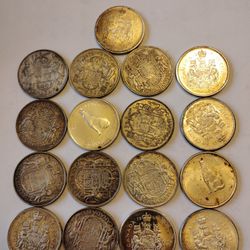 17 Canada Silver Half Dollars