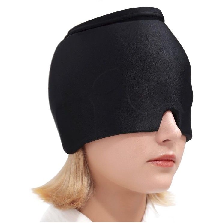 Headache Migraine Relief Hat - Hot & Cold Full Surrounding Migraine Relief Mask Ice Pack Cap, for Tension Sinus, Fever, Stress Relief, Puffy Eye