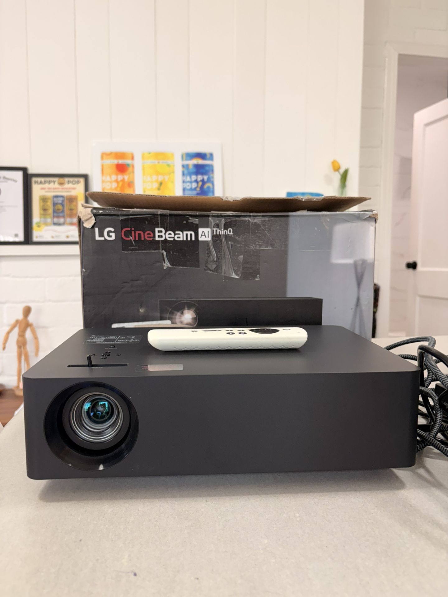 LG CineBeam UHD 4K Projector HU70LAB - DLP Home Theater Smart Projector, Black