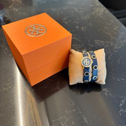 Tory Burch Double Wrap Logo Stud Bracelet With Watch 