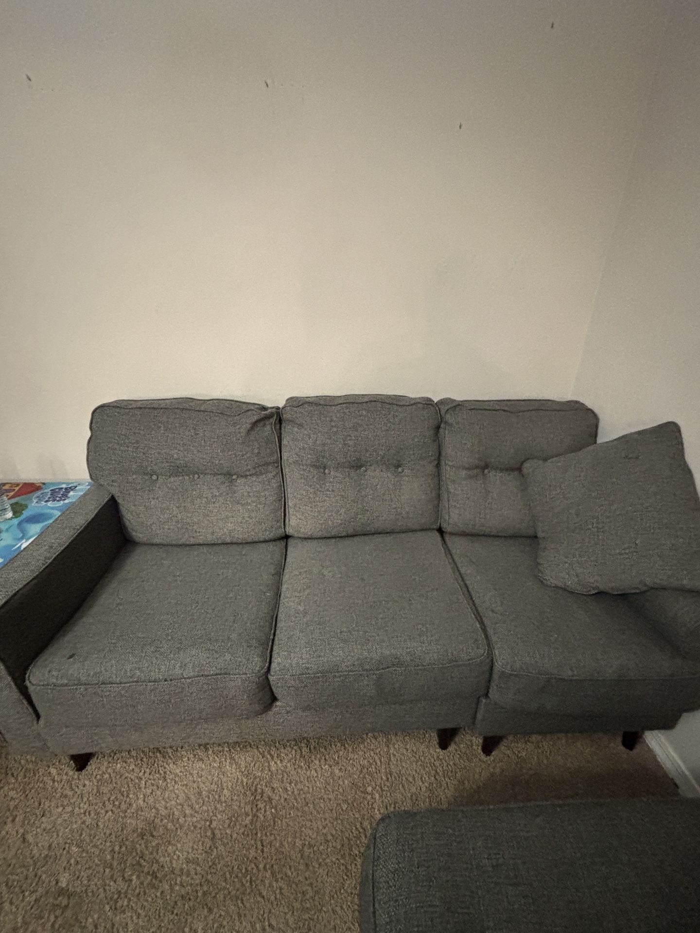 $40 Grey Sofa and Chaise Lounge Set 