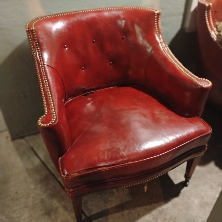 Paris S.J. Campbell Red Leather Chairs 
