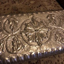 Vintage Decorative Box Steel Silver Galvanized 
