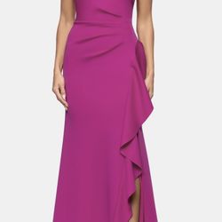 Women's Crisscross Halter Side-Ruffled Gown Size 6