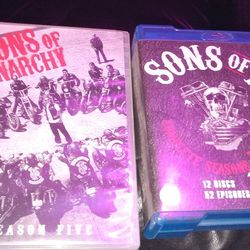 Original Clean DVD Disc's Sons Of Anarchy Blu-ray Seasons I Thru 4 Box Set With Bonus Season 5 Regular Disc Set
