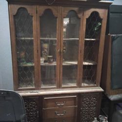 Vintage Solid Wood China Cabinet / Hutch