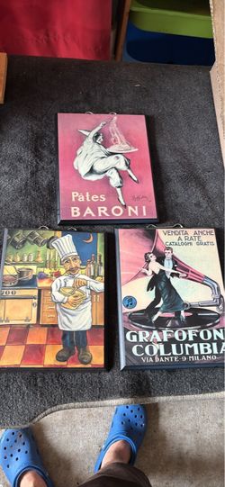 Vintage Italian Advertising Wall Plaques Set of 3