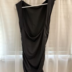 Black backless ruched mini dress