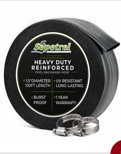 POOL BACKWASH HOSE HEAVY DUTY 1.5" X 100FT  WITH 2 CLAMPS