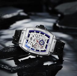 Luxury Skeleton Automatic Mechanical Hollow Design Self-Winding Timepiece, Water Resistant