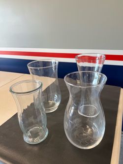 4 large glass vases