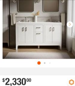 Kohler Seer 60 in. Double Sink Freestanding White Bath Vanity with White Quartz Top