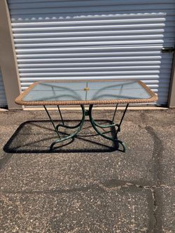 Glass Wicker Outdoor Patio Table