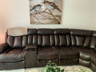 large dark-brown reclining sectional