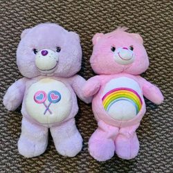 PINK/PURPLE RETRO CARE BEARS PAIR