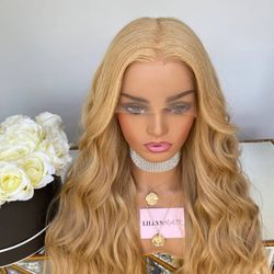 Honey Blonde Human Hair Lace Front Wig 
