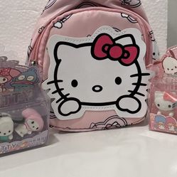 Sanrio Hello Kitty Chest Bag Crossbody Bags & 8 PCS of Erasers Set