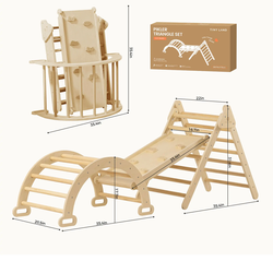 Tiny Land Pikler Triangle 7-in-1 Montessori Climbing Set