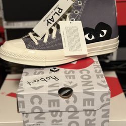 NEW 2021 CONVERSE CHUCK 70 HIGH “Grey Comme Des Garcons Play” Sz3 & 9