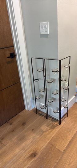Modern Black Metal Folding Candle Holder with Glass Votive Cups