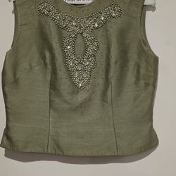 1950 Vintage Light Green Embroidered Top
