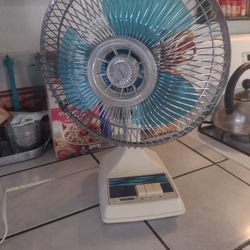 Vintage Retro Fan With Blue Blade
