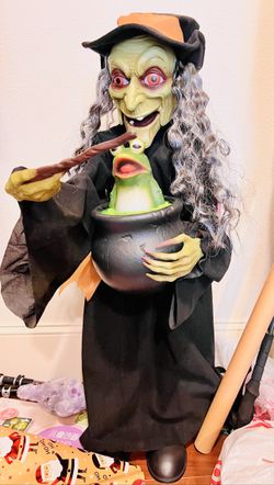Home Accents 3.5 ft Animated LED Halloween Witch with Cauldron