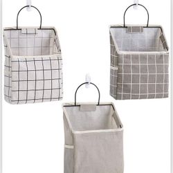Three Fabric Wall Hanging Storage Caddy Bags