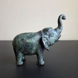 Heavy Solid Bronze Elephant - Vintage MCM Decor Accent