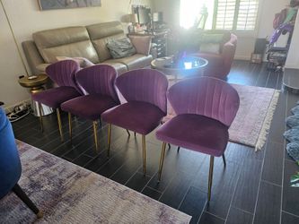 Purple Velvet with Gold Legs Dining Chairs (Set of 4)
