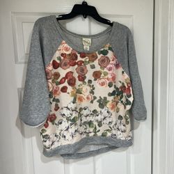 Grey rose floral sweatshirt