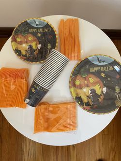 Halloween Disposable Tableware Set 25 Plates,25cups,25knives,25spoons,25forks
